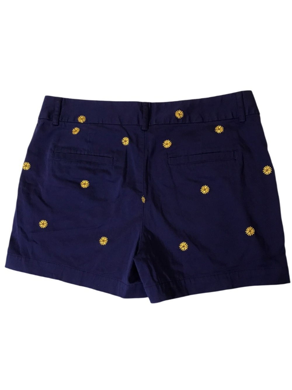 Cynthia Rowley Navy Shorts with Yellow Daisy Embroidery